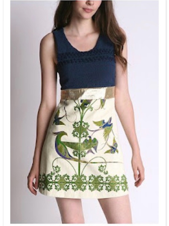 Free People Dresses & Skirts - Free People Bird of Paradise embroidered blue Peacock mini dress sz2